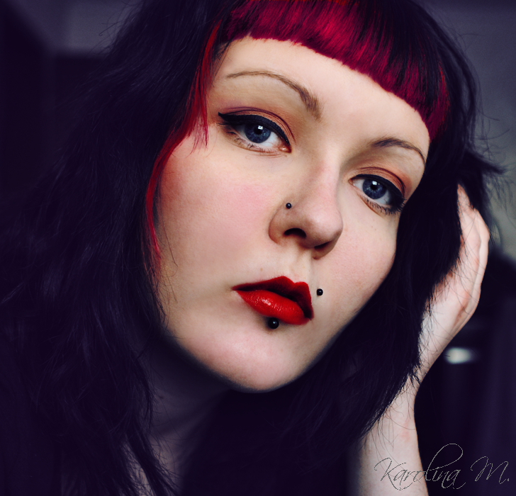 self portrait with red lips