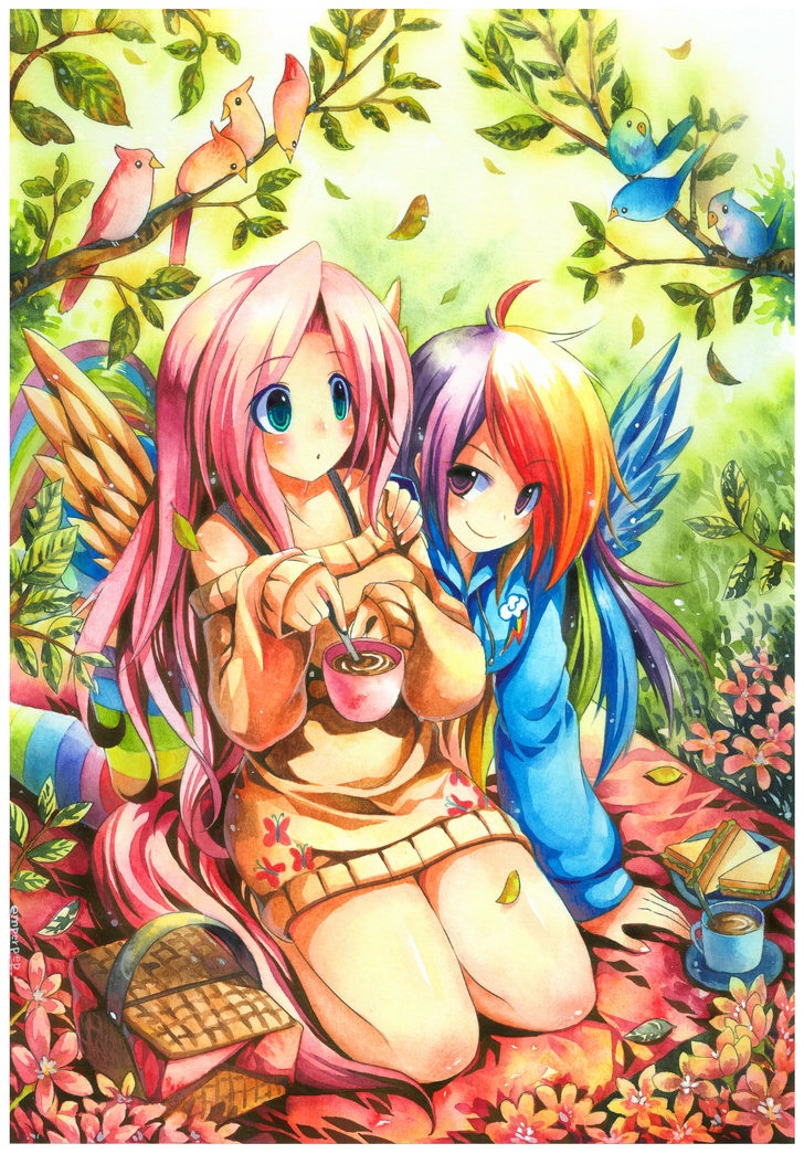 FlutterShy And Rainbow Dash by emperpep