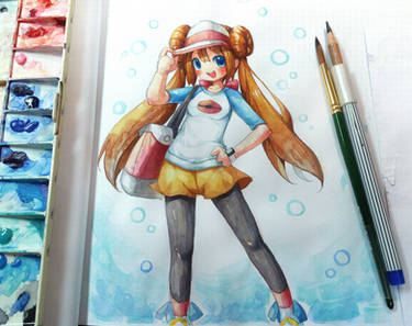 Pokemon Rosa watercolor sketch