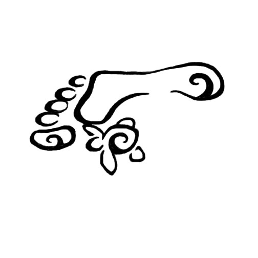 Sea Turtle and Footprint Tattoo Design