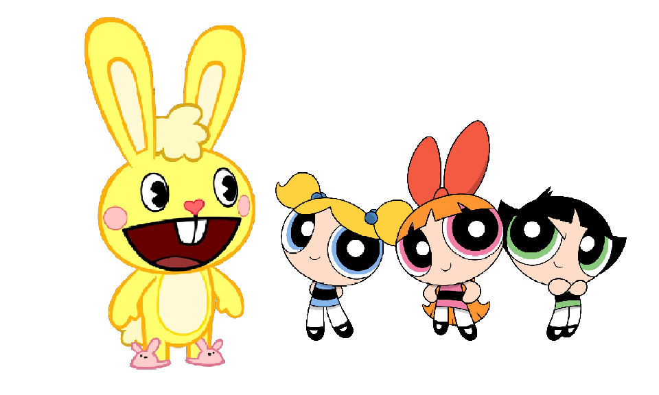 Cuddles (Happy Tree Friends) Meets PPG by KatiaChansKawaiiArt on DeviantArt