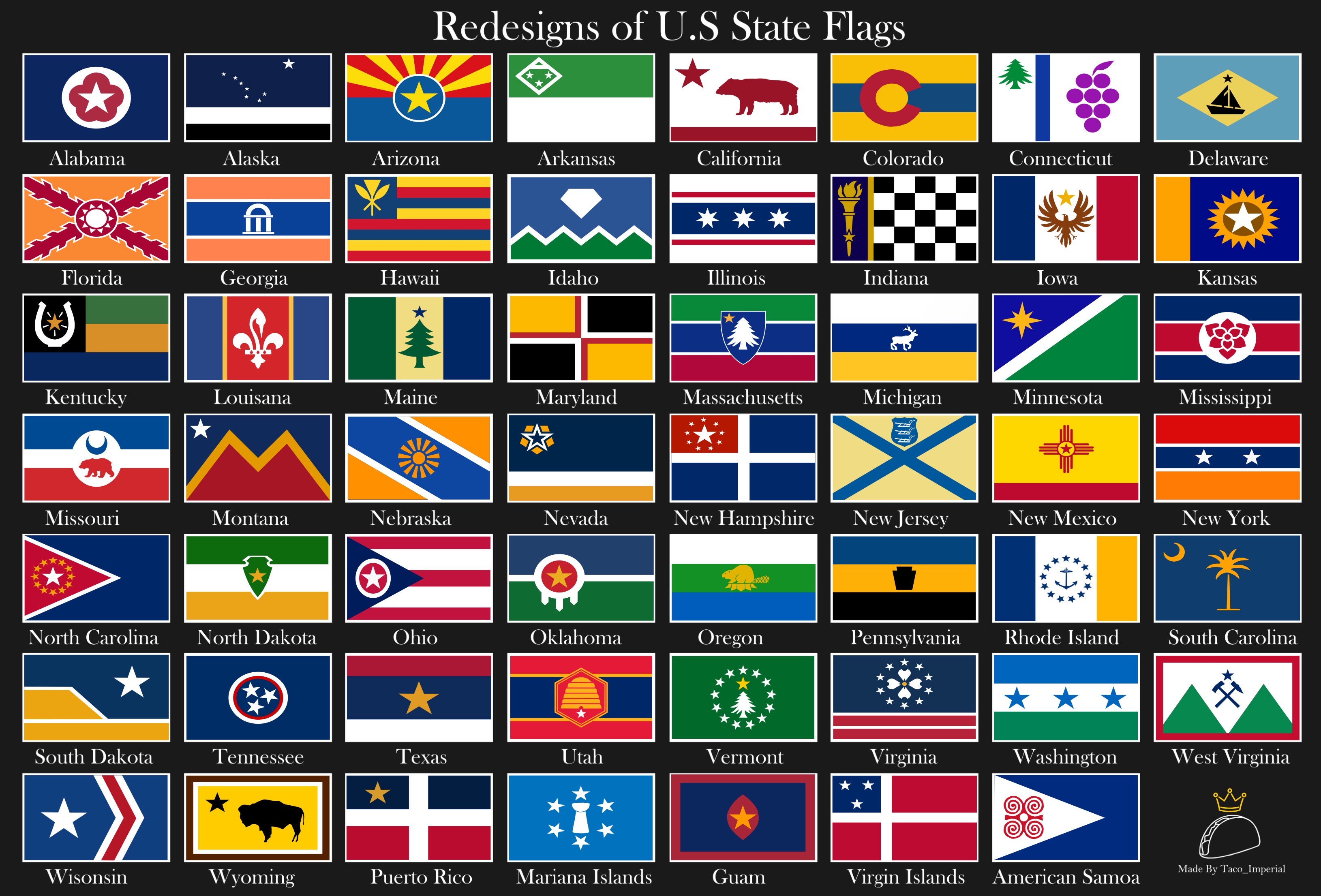 Flag redesigns of all 50 U S States by Exp3rto on DeviantArt Flag redesigns of all 50 U S States by Exp3rto on DeviantArt