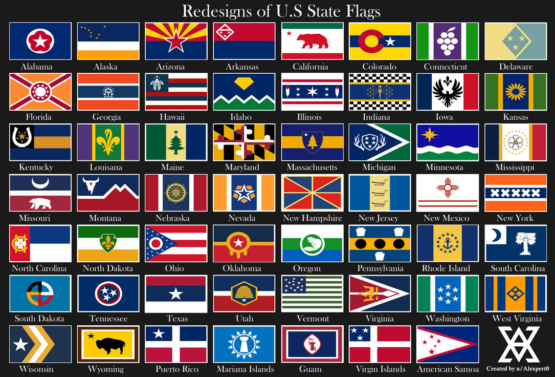 State Level Flags Redesign of U.S state flags and territories by Exp3rto on DeviantArt