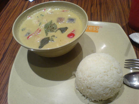 Jade-green curry and rice