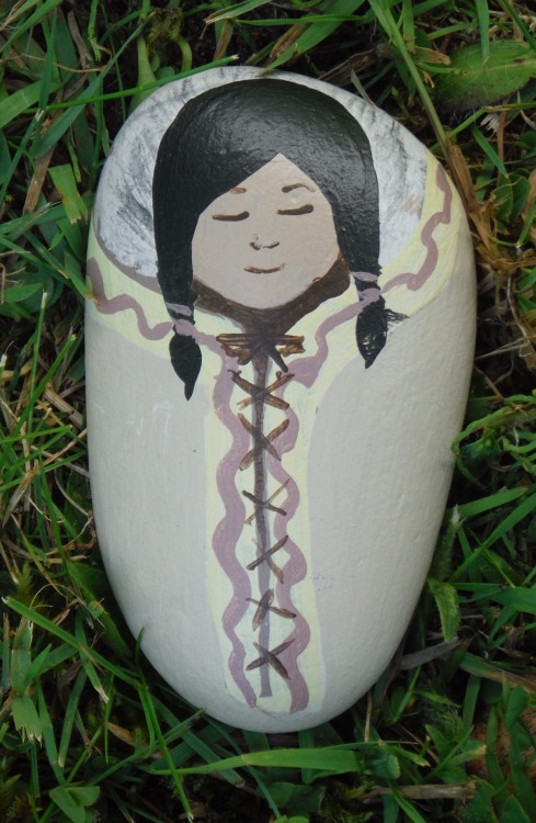 Painted rock: A Native American baby