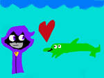 Raven and Beast Boy Swimming in The Ocean