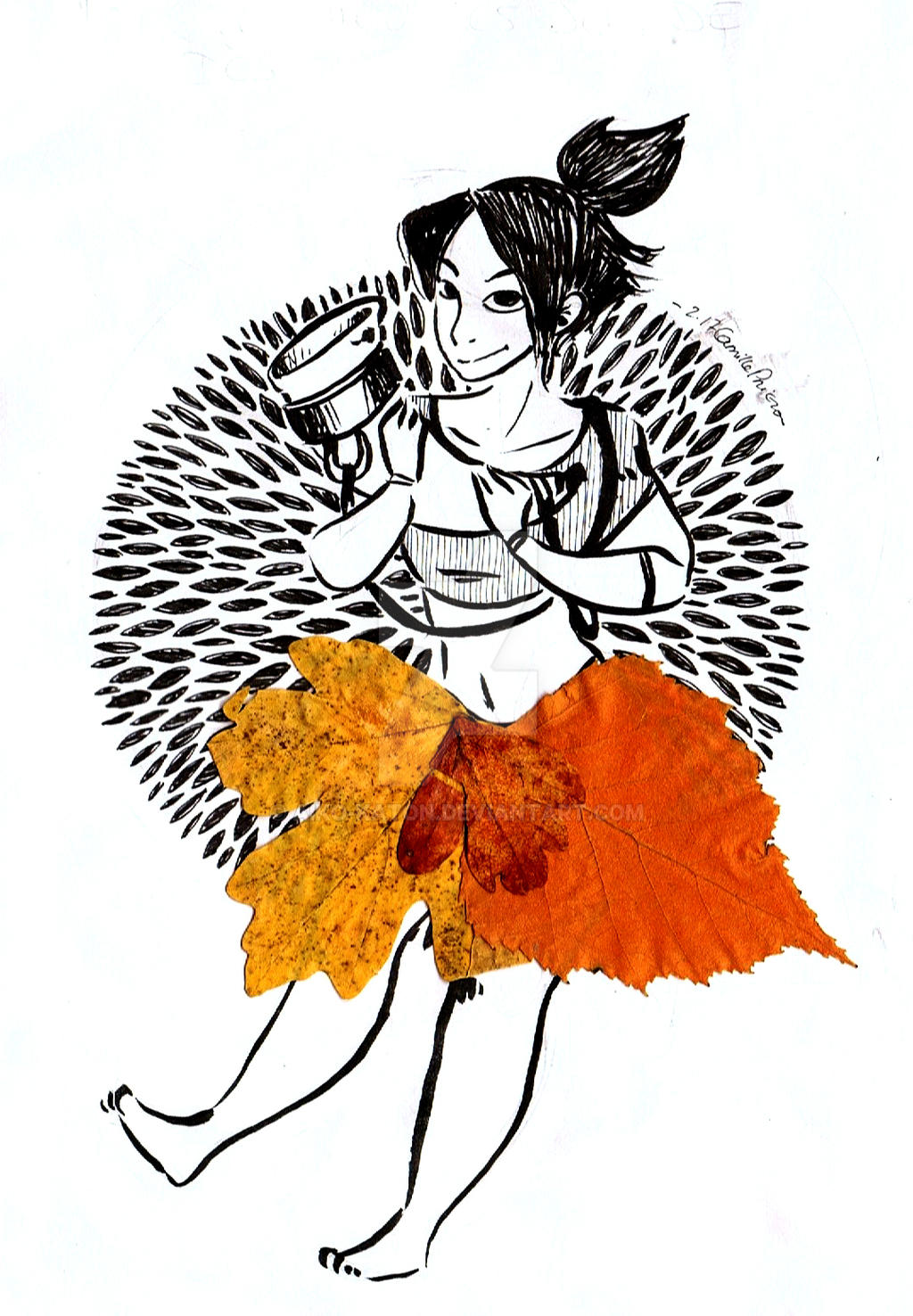 Jeune Fille Aux Feuilles