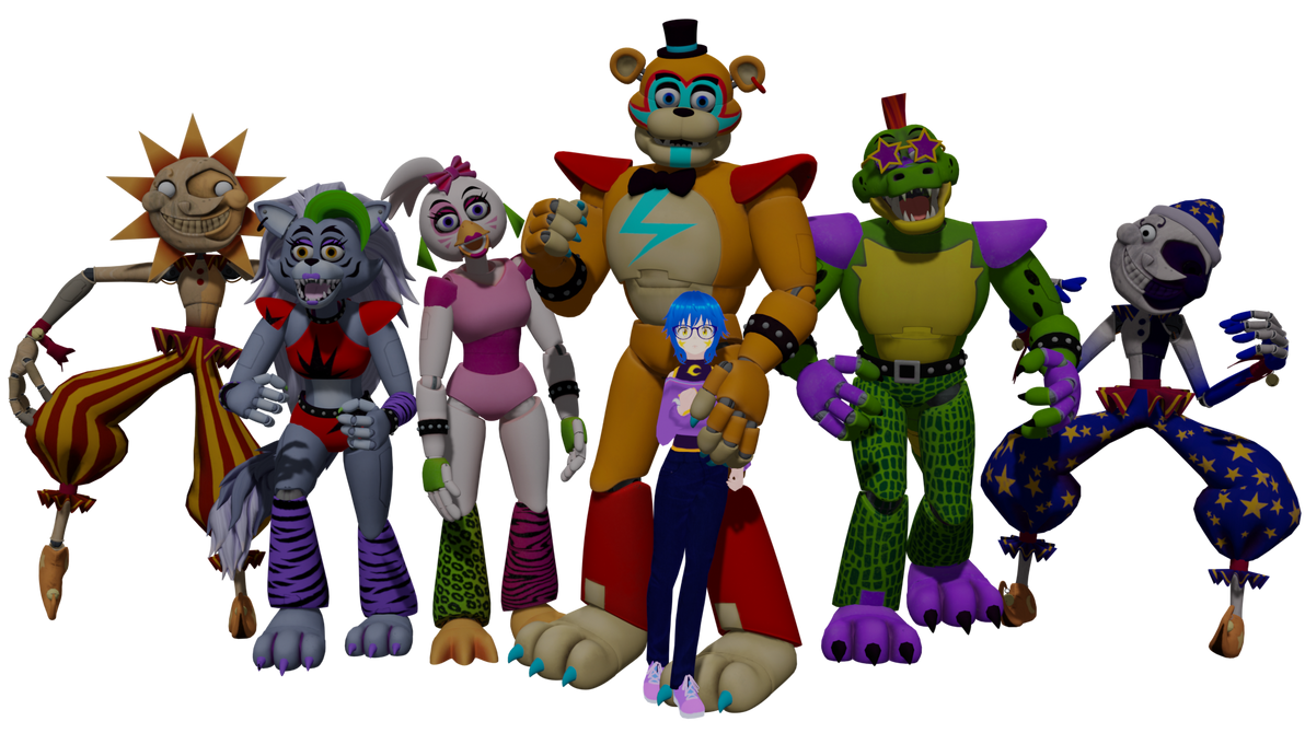 All Security Breach Characters art FNAF SB by chesterssunglasses