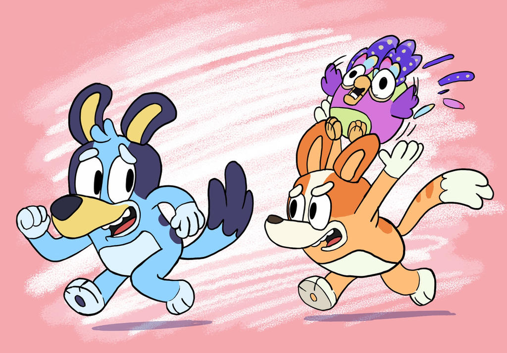 Bluey and Bingo Chase with Chattermax by ManicMagician on DeviantArt