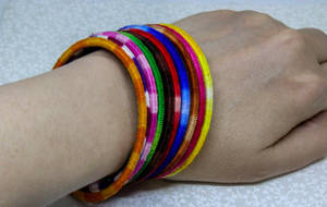 Variegated Tatted Bangles Worn