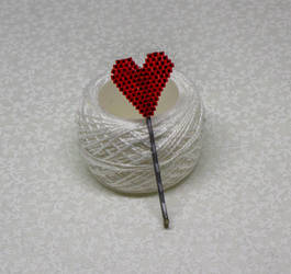 Beaded Heart Hairpin