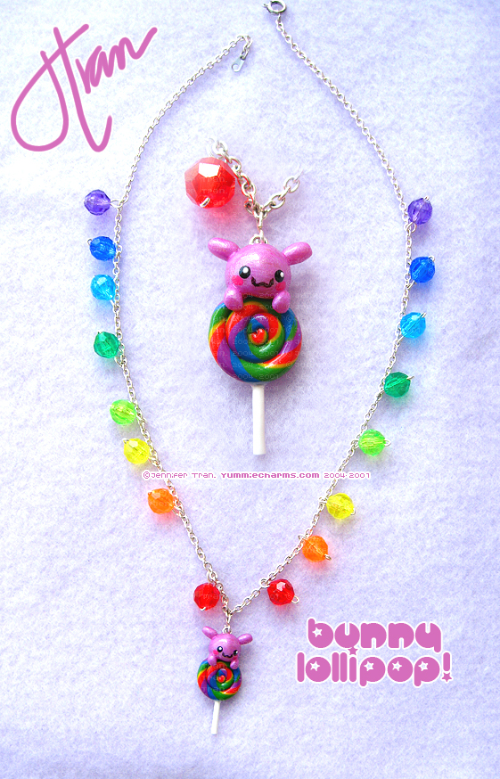 Rainbow Swirl Bunny Necklace