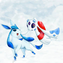 Shiny Glaceon and Froslass