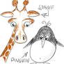 Giraffe and pinguin.