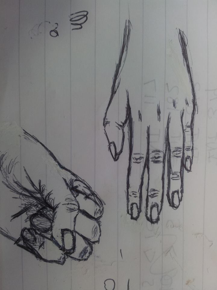 Me doodling my hands at work