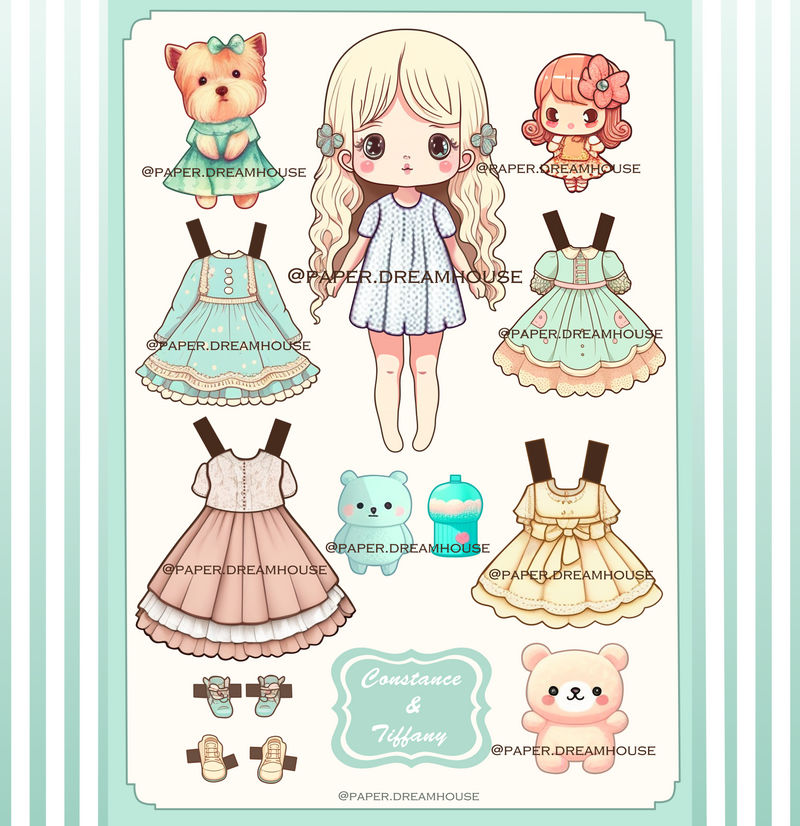 OPEN] Constance Paper Doll and Tiffany the pet by AleksCat on