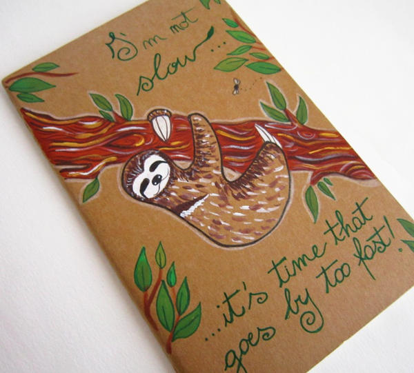 Sloth Taking Notes Hand painted Sloth Note Book by FlowerLandBySaraMax on DeviantArt