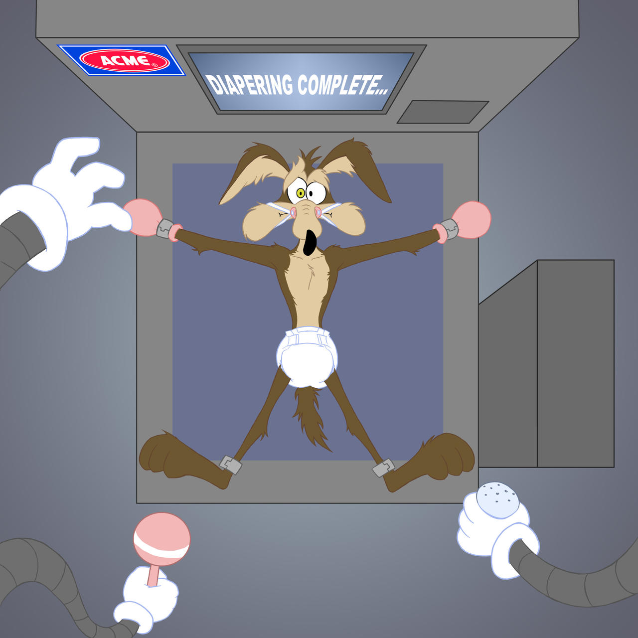 Evil Machine Diaper Acme diapering machine flats by The-Padded-Room on DeviantArt