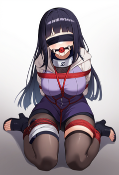 Hinata Hyuga tied up, gagged, and blindfolded