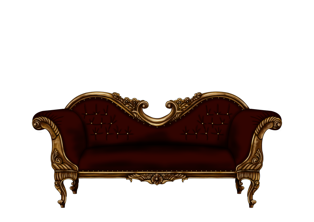 Baroque Sofa in Dark Red PNG