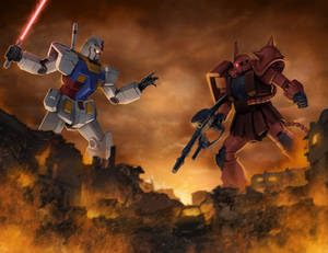 Gundam vs Zaku by SamDelaTorre