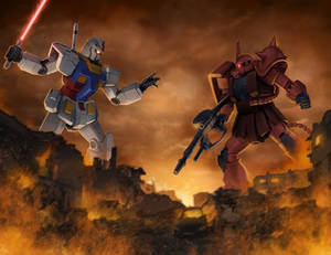 Gundam vs Zaku by SamDelaTorre Gundam vs Zaku by SamDelaTorre