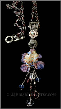 Wire wrapped pendant - Lampwork glass fish