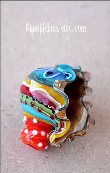 Multicolor blown glass seashell