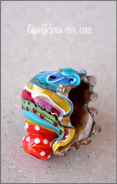 Multicolor blown glass seashell