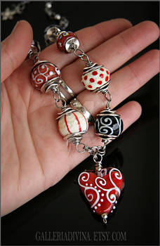 Red heart lampwork necklace