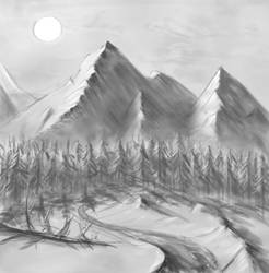 Mountain scenery sketch