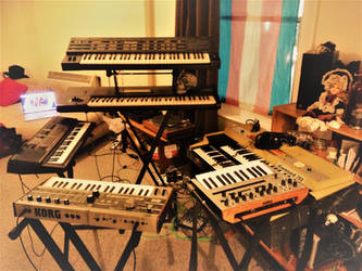 My fortress synth and keyboard set up.