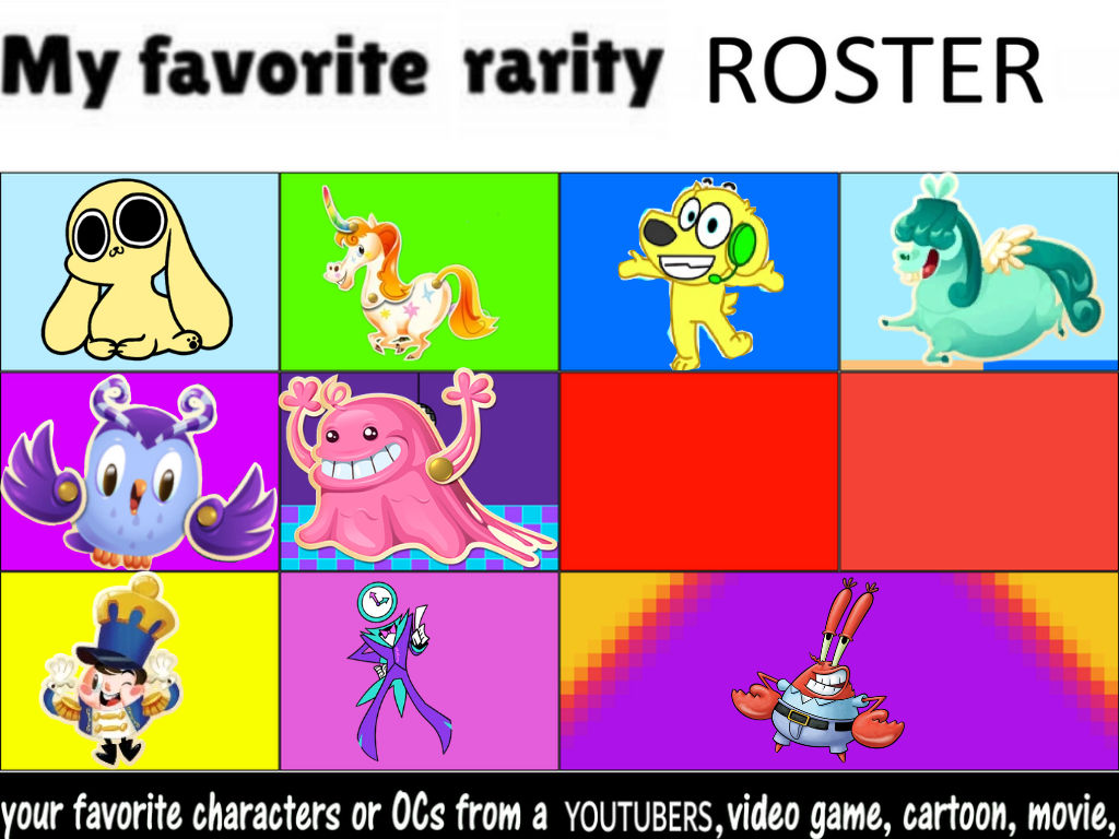 My Favorite Rarity Roster by PecolaFanBlaster on DeviantArt