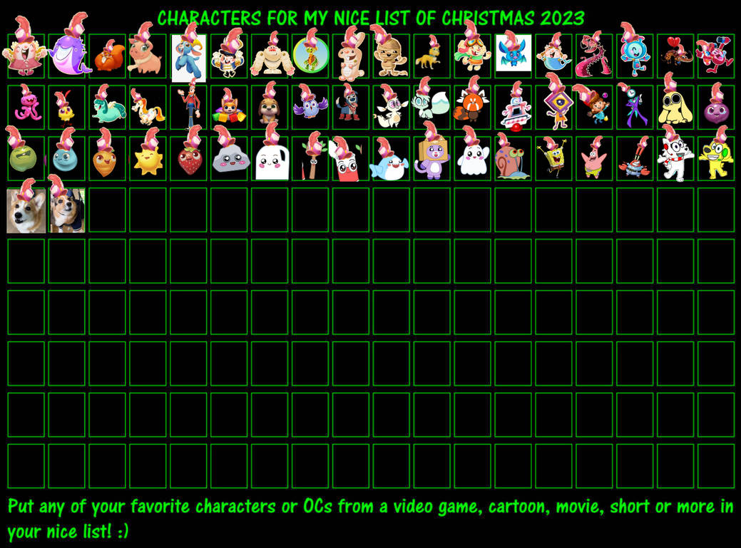 Characters For My Nice List Of Christmas 2023 By Pecolafanblaster On Characters For My Nice List Of Christmas 2023 By Pecolafanblaster On