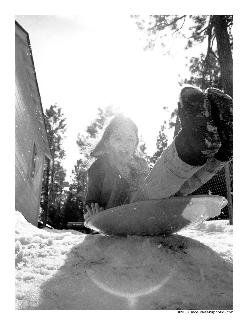 my angel sledding