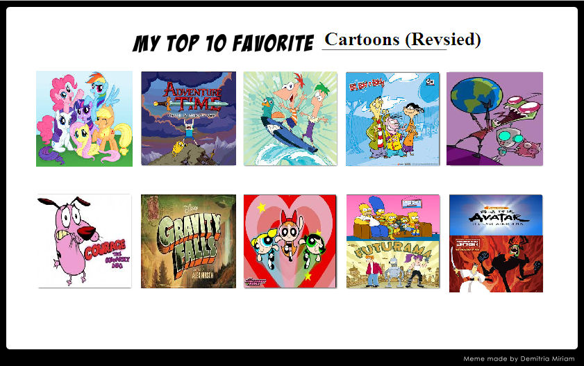 Top Ten Favorite Cartoons Revised by mlp-vs-capcom on DeviantArt