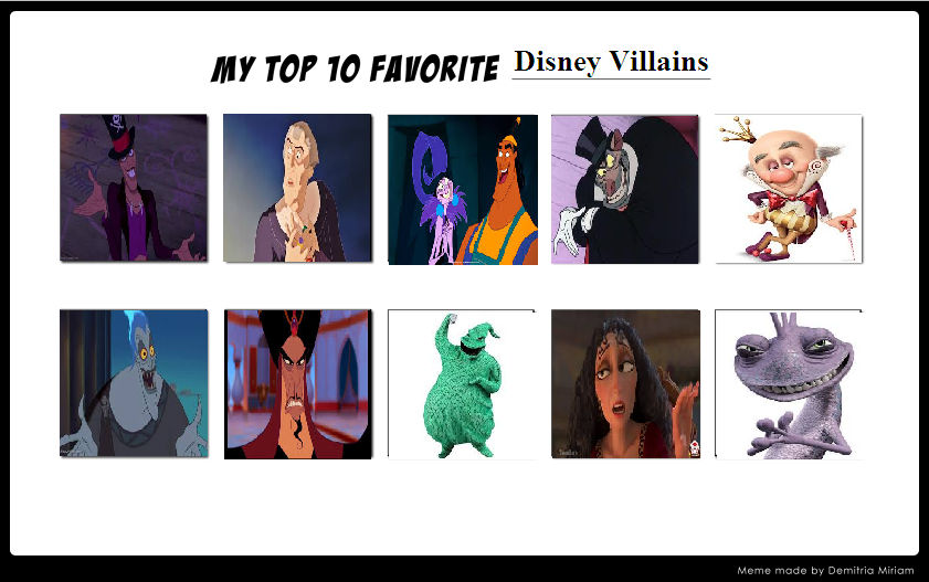 My Top Ten Favorite Disney Villains by mlp-vs-capcom on DeviantArt