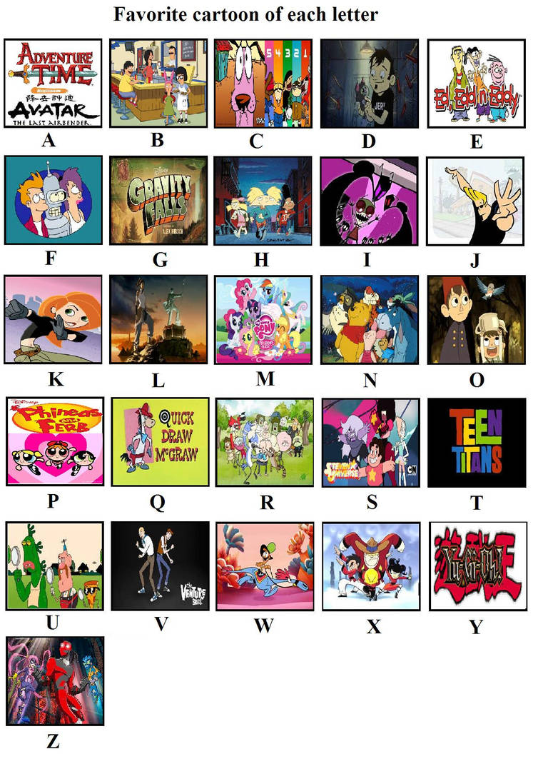 My Favorite Cartoons by Letter by mlp-vs-capcom on DeviantArt