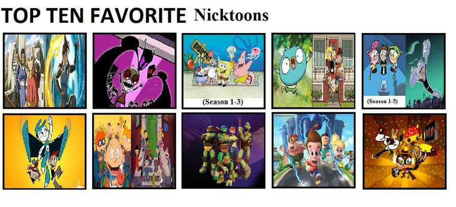 Top Ten Favorite Nicktoons by mlp-vs-capcom on DeviantArt