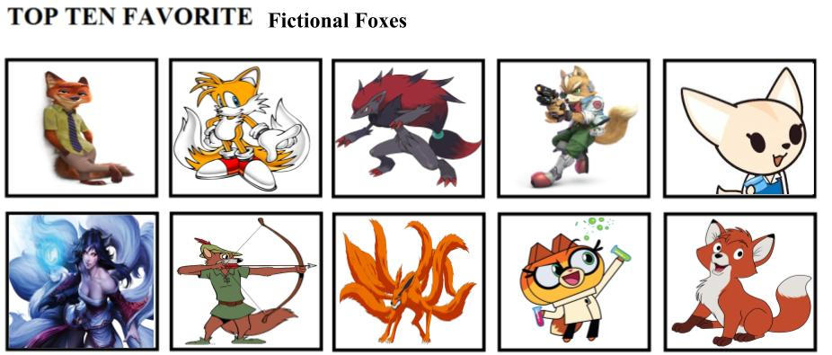 Fictional Fox Top Ten Favorite Fictional Foxes by mlp-vs-capcom on DeviantArt