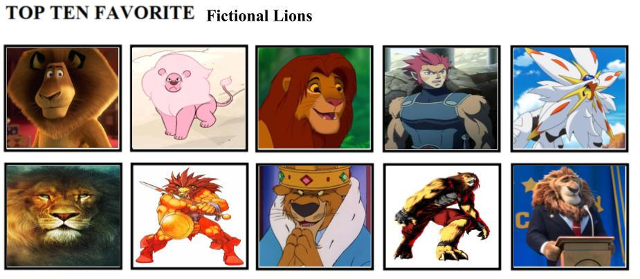 Top Ten Favorite Fictional Lions by mlp-vs-capcom on DeviantArt