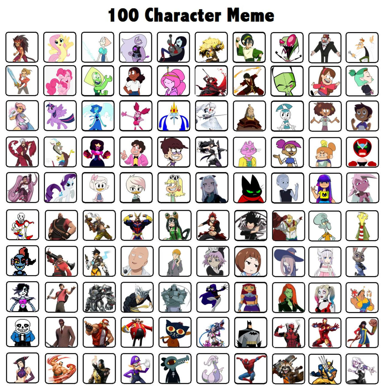 Top 100 Characters by mlp-vs-capcom on DeviantArt
