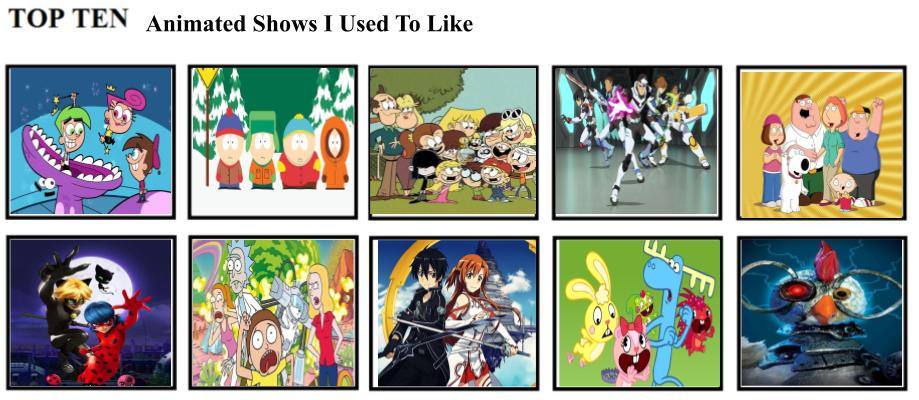 Top Ten Animated Shows I Used To Like by mlp-vs-capcom on DeviantArt