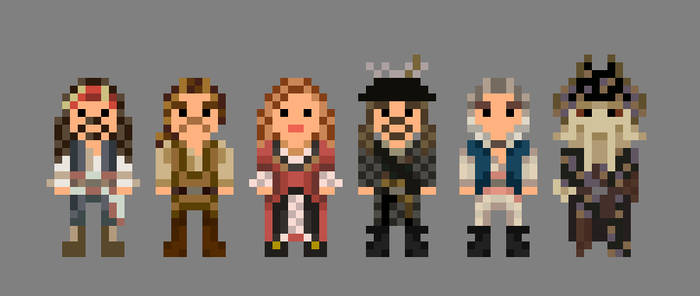 Pirates of the Caribbean Characters 8 Bit