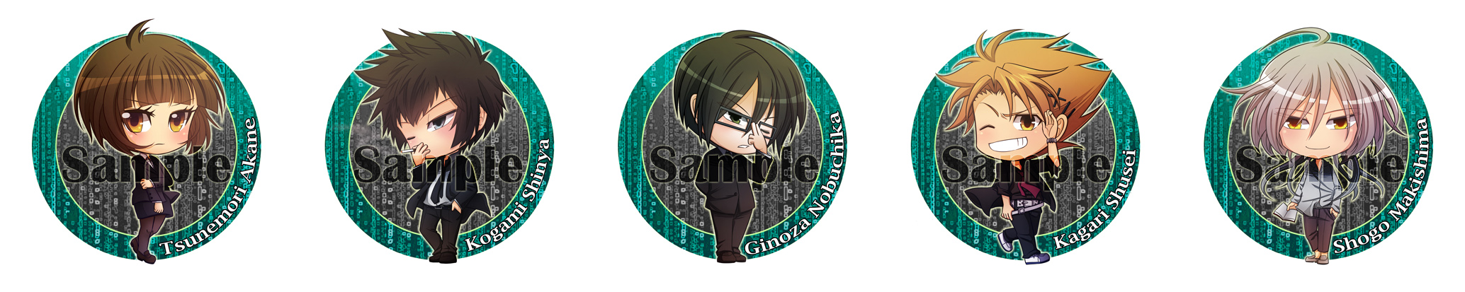 Psycho Pass badge-chibi set