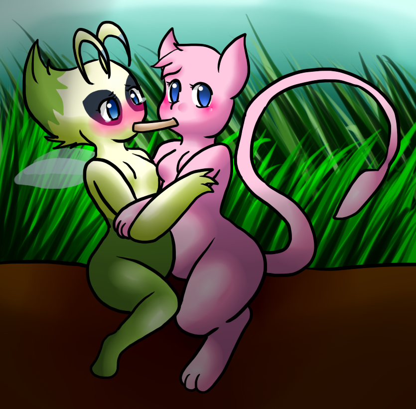 All0412 ✪ on X: Pokémon Commission: Mewtwo with makeup #Pokemon25 #Mew  #Celebi #FanArt  / X