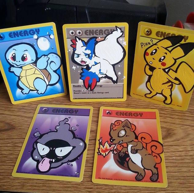 pokemon energy card art Paintings on Holo Cards by benjinova on DeviantArt Painted Pokemon Energy Cards by