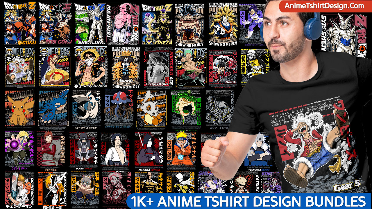 1k Anime Tshirt Design Bundle Thumbnail 1280 X 720