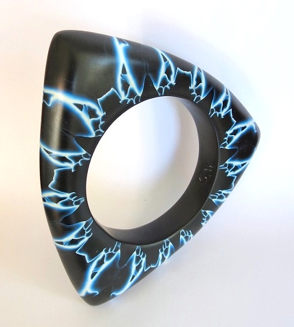 Lightning Storm polymer clay bangle