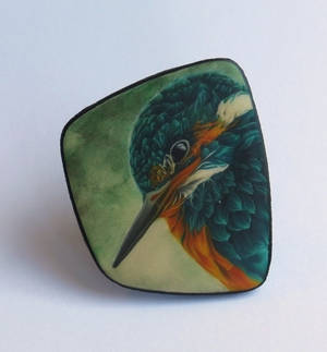 King fisher polymer clay pin